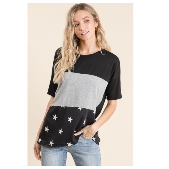 ❤️black star print color block top - Picture 3 of 7